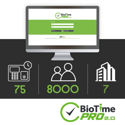                 BioTime Pro 2.0 Prime / Licencia permanente 75 dispositivos - 8000 usuarios - 7 multiempresa / ZKTeco (ZKT0820006)